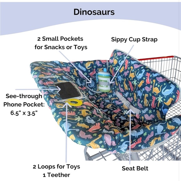 Suessie Shopping Cart Cover and High Chair Cover, Dinosaurs - Picture 2 of 5